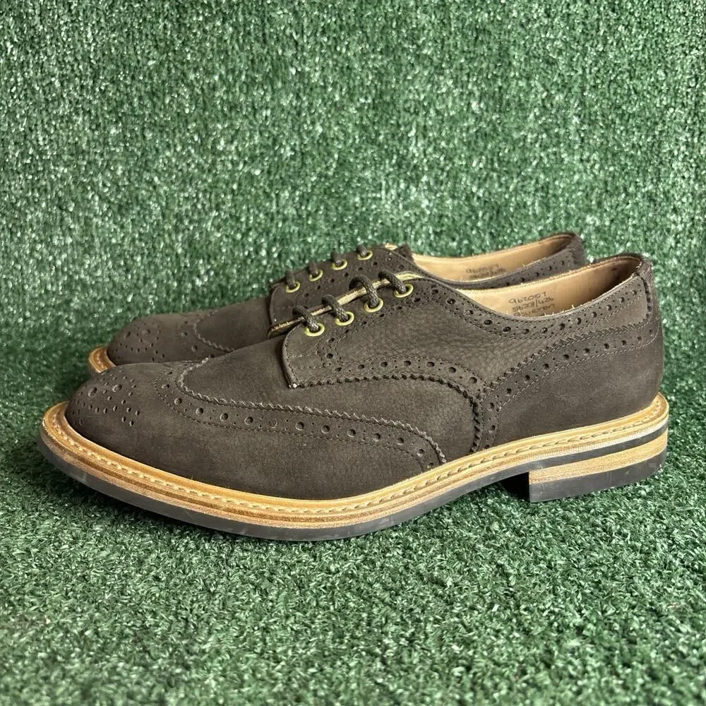 Tricker's Trickers 'Bourton' Brown Suede Derby Brogue Lace‎ Up Shoes US 10.5 EUC